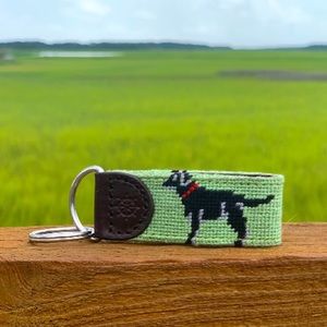 Brand New Needlepoint Black Dog Key Fob